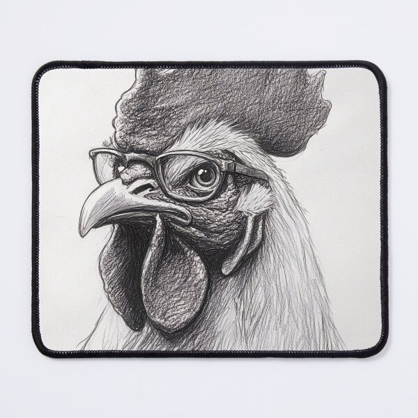 Item preview, Black and white chicken pencil drawing designed and sold by Pencil-Art.