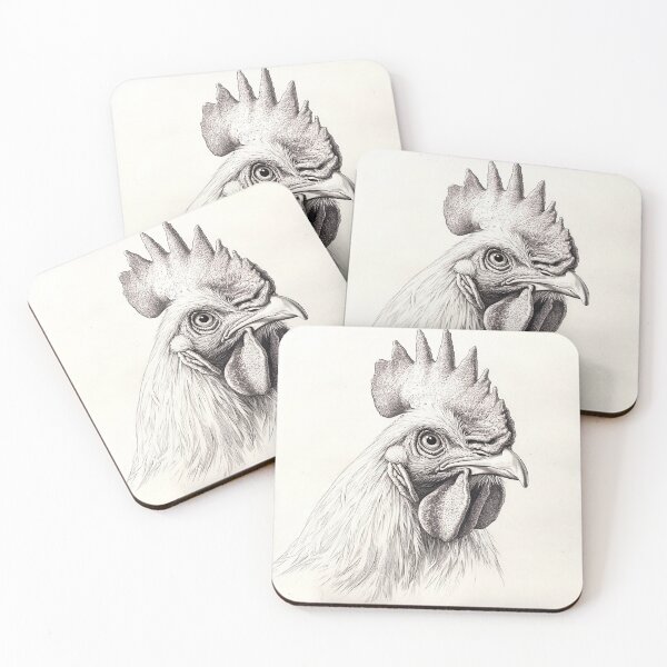 Item preview, Black and white chicken pencil drawing designed and sold by Pencil-Art.