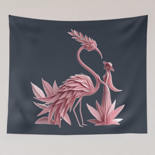 Item preview, Lady and Flamingo in Pink Aesthetic papercraft image designed and sold by Nanthanon.