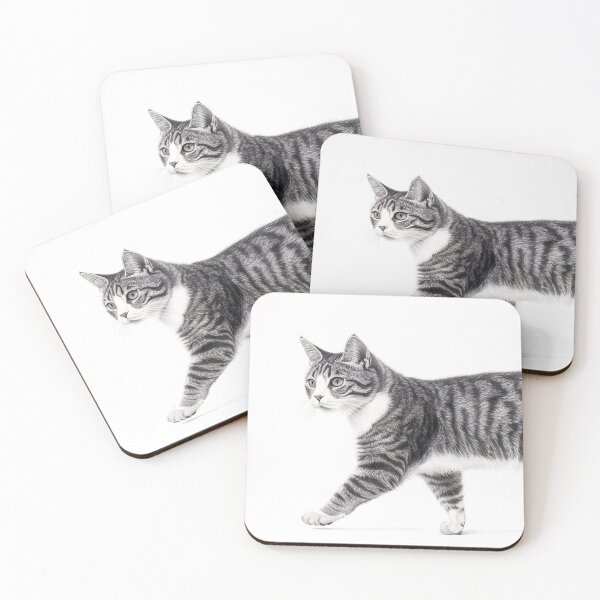 Item preview, Black and white cat pencil drawing designed and sold by Pencil-Art.