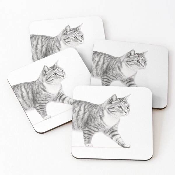 Item preview, Black and white cat pencil drawing designed and sold by Pencil-Art.