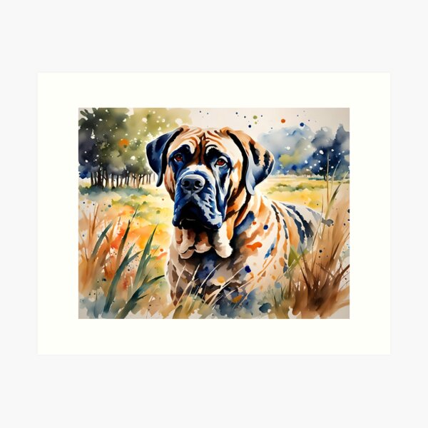 Mastiff Dog Breed Pet Portrait Art Print