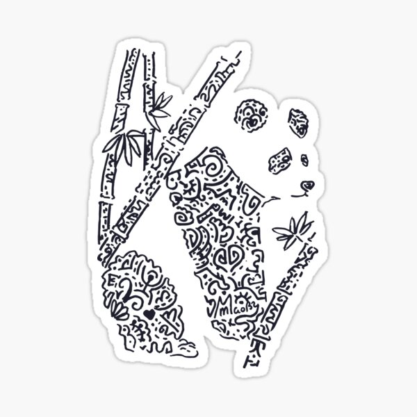 MaoPanda lineas, MaoNature acuarela Doodle Artwork by Maoby Pegatina