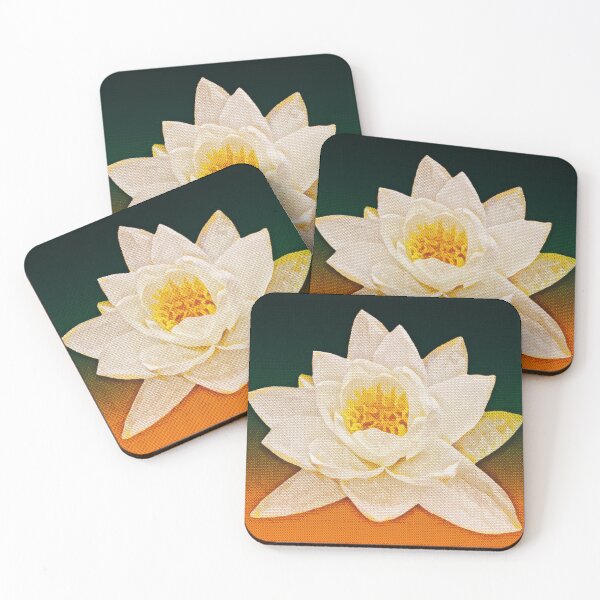 Item preview, Water Lily Pixel Abstract Orange Green Enlightenment  designed and sold by Jenny Meehan Art Prints and Patterns  .