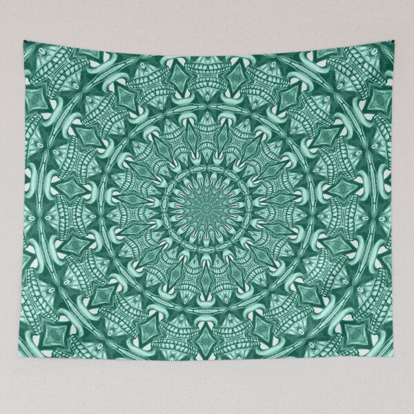 Item preview, Zentangle Tribal Monochrome Mandala 10 - Turquoise designed and sold by taiche.