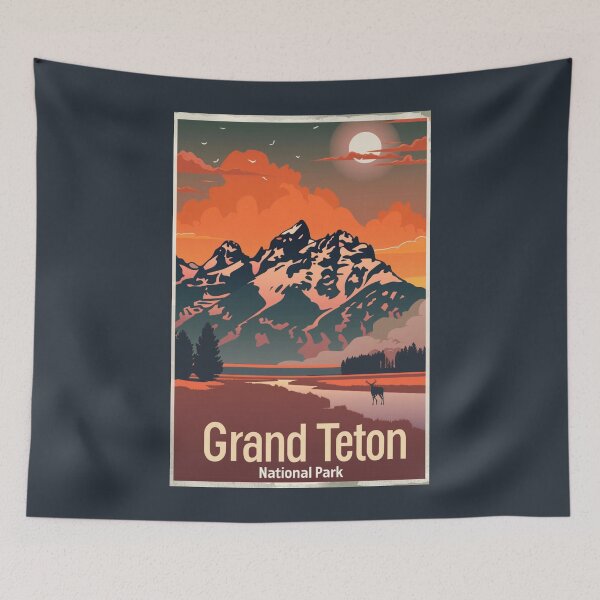 Item preview, A Vintage Travel Illustration of the Grand Teton National Park - Wyoming - US  designed and sold by GoodOldVintage.