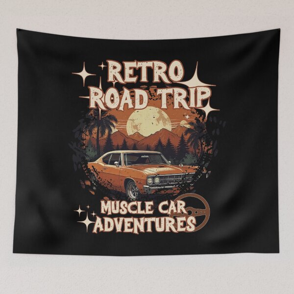 Item preview, RETRO ROAD TRIP Muscle Car Adventures cool classic car travels design designed and sold by Jt41.