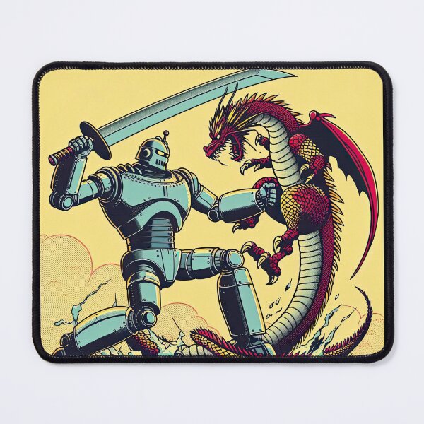 Item preview, Robot Battling A Dragon Pop Art Style designed and sold by artofuniverse.
