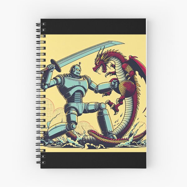 Item preview, Robot Battling A Dragon Pop Art Style designed and sold by artofuniverse.
