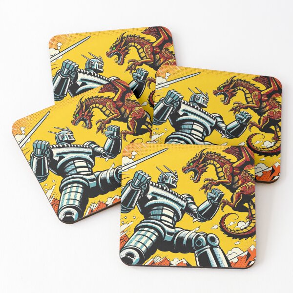 Item preview, Robot Battling A Dragon Pop Art Style designed and sold by artofuniverse.
