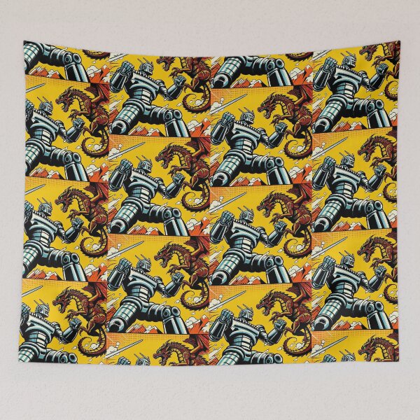 Item preview, Robot Battling A Dragon Pop Art Style designed and sold by artofuniverse.