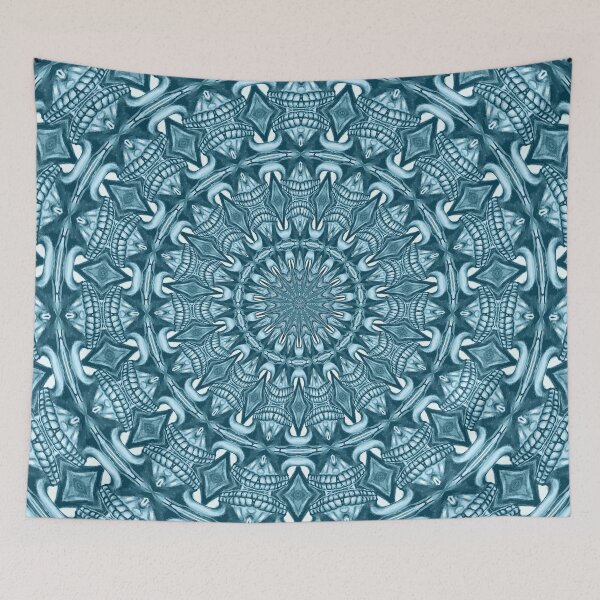 Item preview, Zentangle Tribal Monochrome Mandala 12 - Blue designed and sold by taiche.