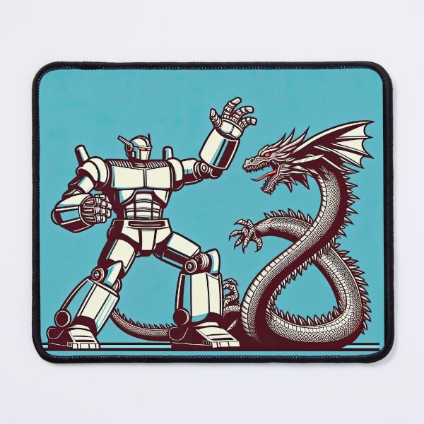 Item preview, Robot Battling A Dragon Pop Art Style designed and sold by artofuniverse.