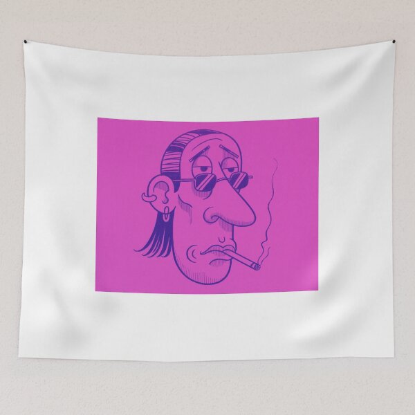 Item preview, Minimalist Cartoon Face with Pipe – Pencil Drawing Art designed and sold by Colorful-Garden.