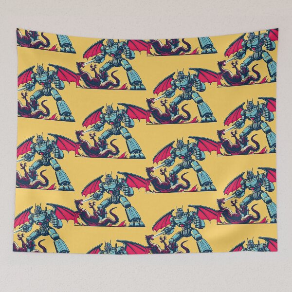 Item preview, Robot Battling A Dragon Pop Art Style designed and sold by artofuniverse.