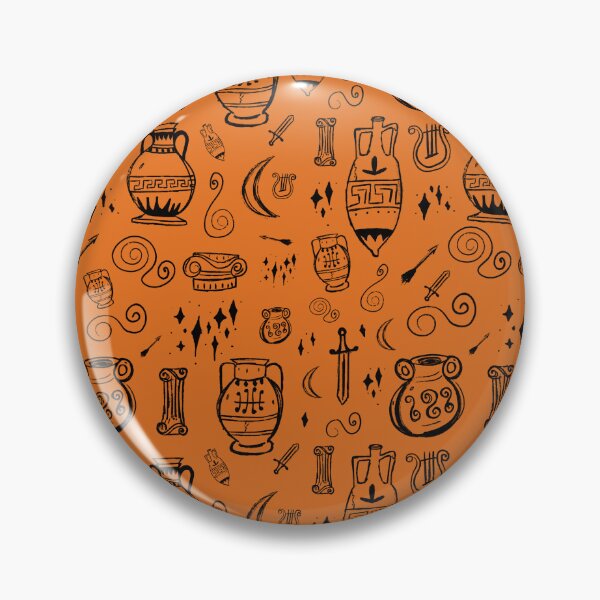 Item preview, Amphora Ancient Greek Doodles Pattern Sage Orange designed and sold by iliketeas.