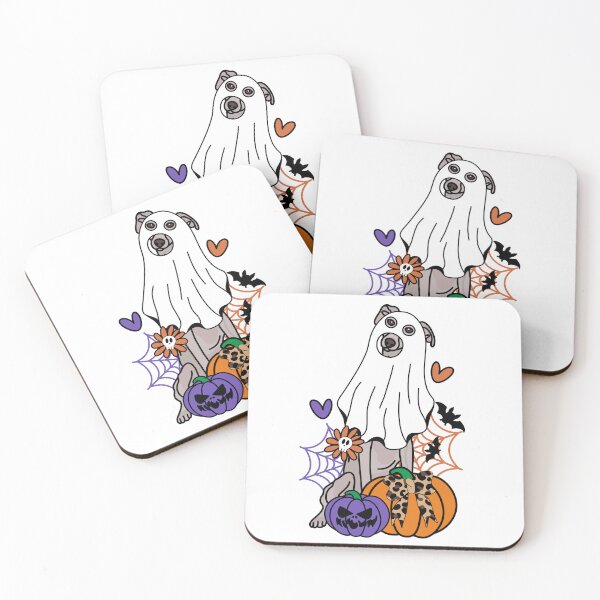 Item preview, Greyhound Halloween Ghost Dog, Pumpkins, Bow, Flowers, Bats, Wider web, Pet, Bark, Paw, Animal lover designed and sold by MrsCreative1.