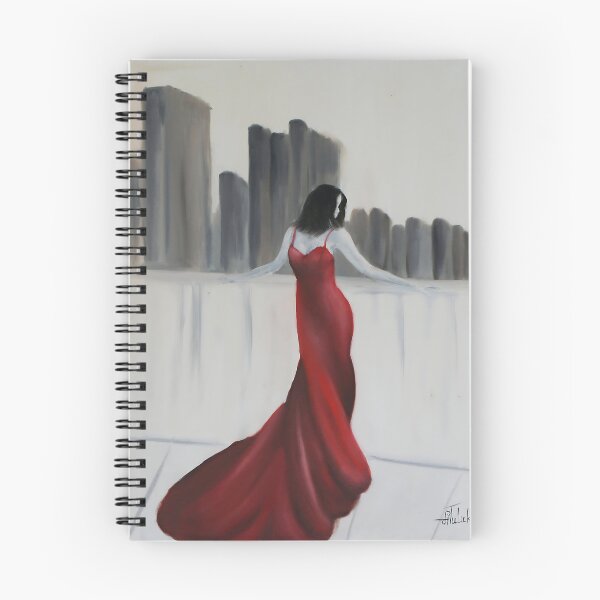 Item preview, Red dress in city - Artem Tuliuk original oil painting designed and sold by Artem Tuliuk.