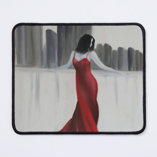 Item preview, Red dress in city - Artem Tuliuk original oil painting designed and sold by Artem Tuliuk.