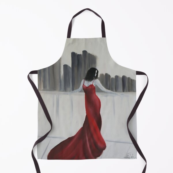 Item preview, Red dress in city - Artem Tuliuk original oil painting designed and sold by Artem Tuliuk.