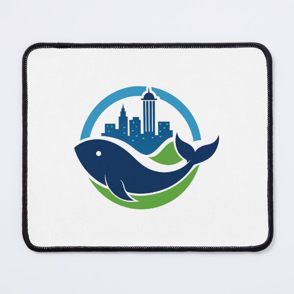 Item preview, Whale with city abstract circle logo designed and sold by AiArtisticHub.