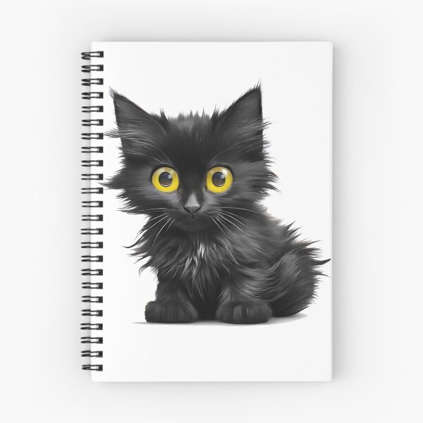Item preview, Fluffy Black Kitten with Big Yellow Eyes designed and sold by quoting.