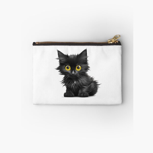 Item preview, Fluffy Black Kitten with Big Yellow Eyes designed and sold by quoting.