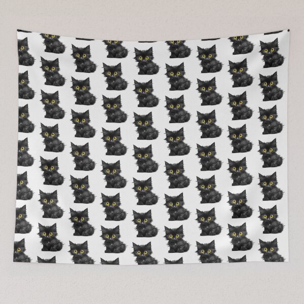 Item preview, Fluffy Black Kitten with Big Yellow Eyes designed and sold by quoting.