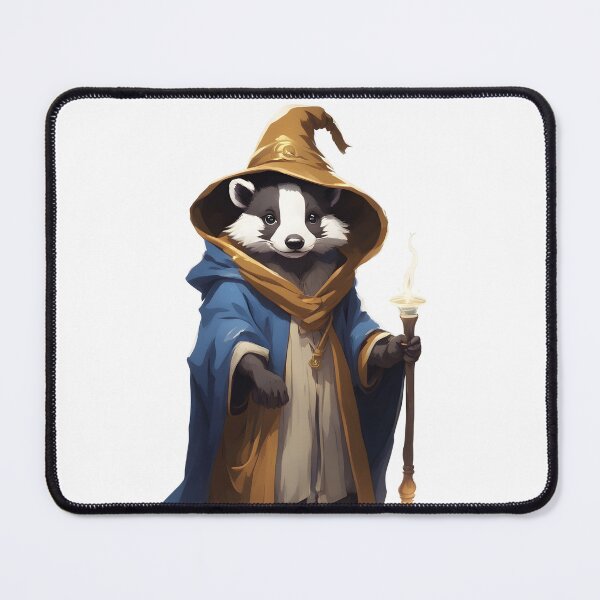Item preview, Cute Badger Wizard - RPG Fantasy Character in Magical Robes designed and sold by CrownedCanvas.