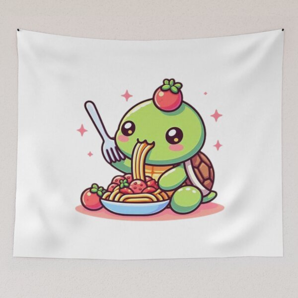 Item preview, turtle eating spaghetti designed and sold by Eternalski.