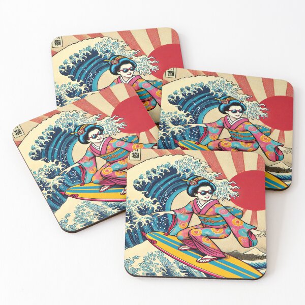 Item preview, Samurai Geisha Surfer – A Bold Fusion of Tradition and Surf Culture designed and sold by SakuraJapanArt.