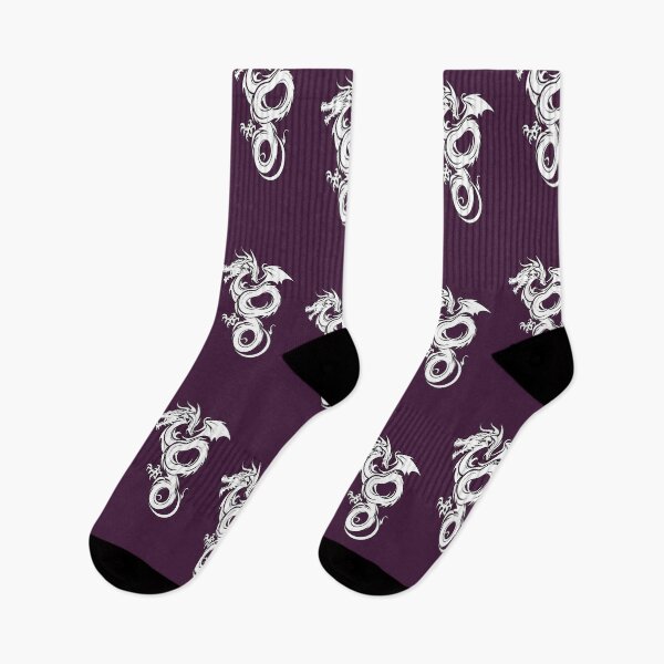 Item preview, White ancient dragons silhouette on purple designed and sold by tetibright.