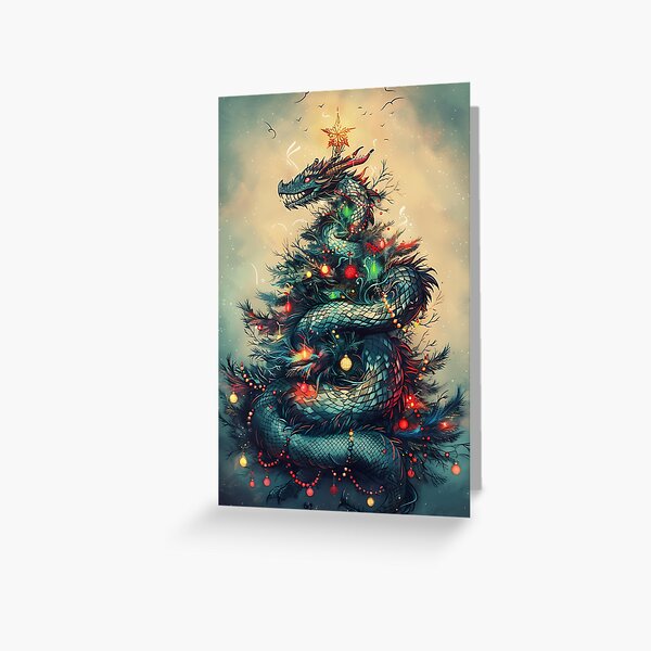Aperçu de l'œuvre Le dragon et le sapin de Noël créée et vendue par ghastlygraphix.