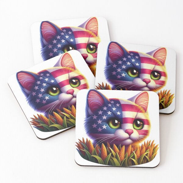 Item preview, cute usa cat in corn field designed and sold by ArtisticPen-art.