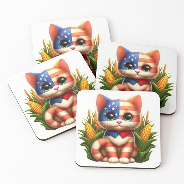 Item preview, cute usa cat in corn field designed and sold by ArtisticPen-art.
