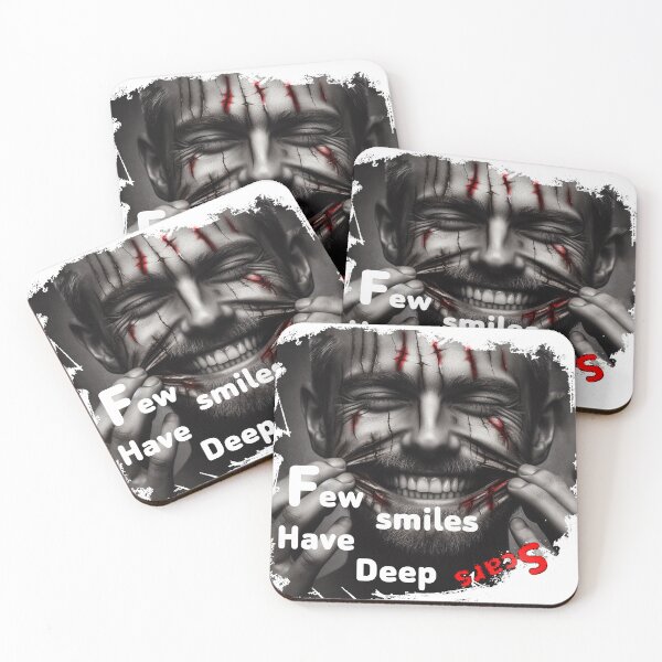Item preview, Grunge Scarred Smile Face Art - Dark Emotional Typography Design designed and sold by DriftLens.