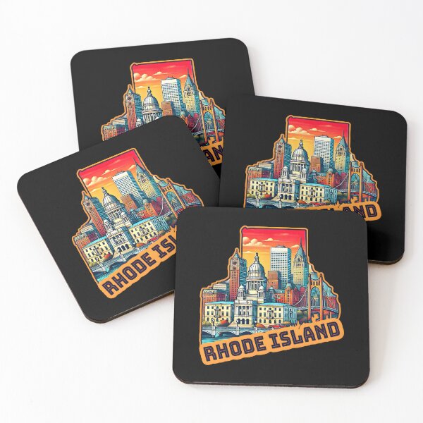 Item preview, Rhode Island State Map USA Skyline and Landmarks Illustration- travel souvenir art designed and sold by Unitepeople.