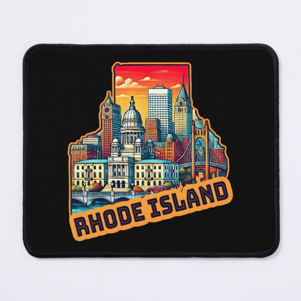 Item preview, Rhode Island State Map USA Skyline and Landmarks Illustration- travel souvenir art designed and sold by Unitepeople.