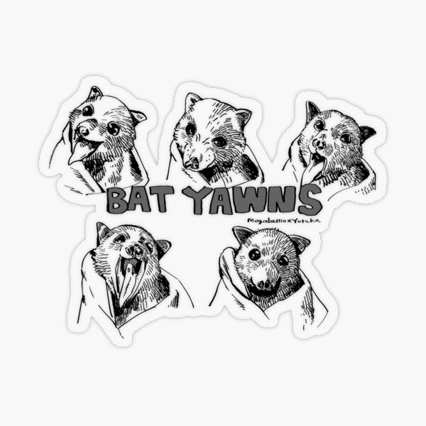 Item preview, Transparente Bat Yawns Sticker von Yutaka Hiragii designed and sold by MegabattieBlue.