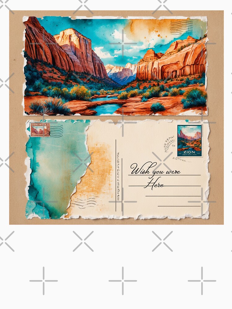 Imagen 7 de 7, Camiseta clásica con la obra Postal de viaje retro vintage del Parque Nacional Zion, diseñada y vendida por MangaWorld4All.
