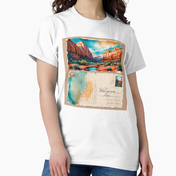Vista previa del artículo con la obra «Postal de viaje retro vintage del Parque Nacional Zion», diseñado y vendido por TravelPostcardGems.