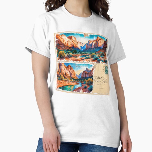 Vista previa del artículo con la obra «Postal de viaje retro vintage del Parque Nacional Zion», diseñado y vendido por TravelPostcardGems.