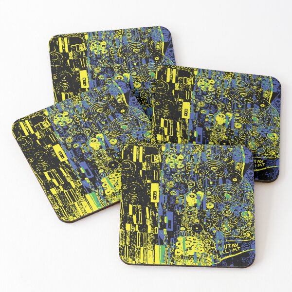 Item preview, GUSTAV KLIMT - The Kiss - Grunge Paint Splatter Pattern Yellow Blue Green Version   designed and sold by pelagio.