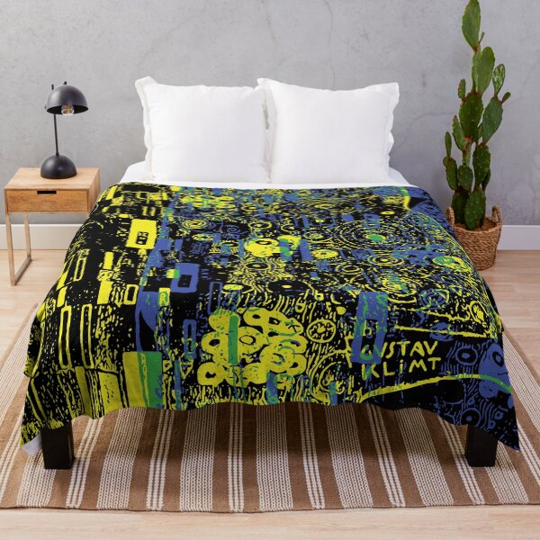 Item preview, GUSTAV KLIMT - The Kiss - Grunge Paint Splatter Pattern Yellow Blue Green Version designed and sold by pelagio.