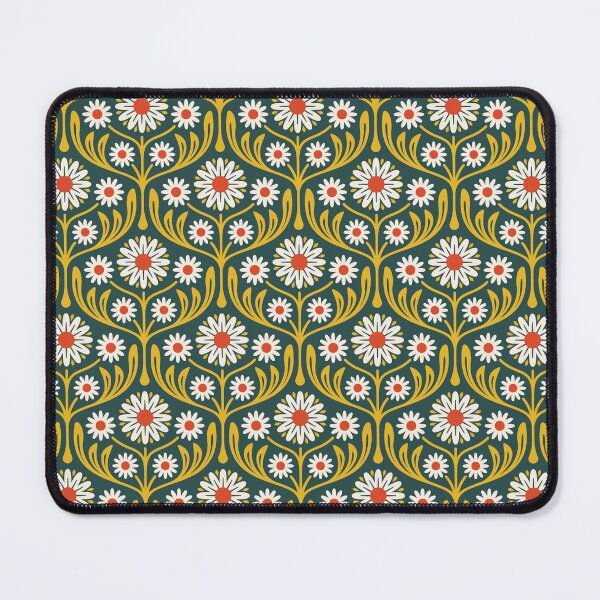 Item preview, KF 0301 A - Vintage Retro Daisy 70s Floral Pattern in Yellow Green Red designed and sold by KhakiFinch.