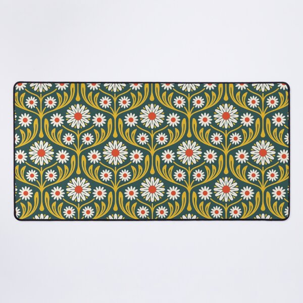 Item preview, KF 0301 A - Vintage Retro Daisy 70s Floral Pattern in Yellow Green Red designed and sold by KhakiFinch.