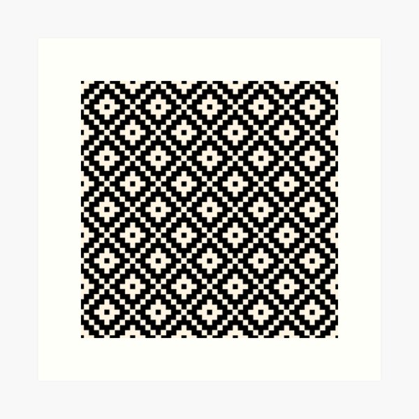 Aperçu de l'œuvre Bloc aztèque en forme de diamant noir sur motif crème créée et vendue par NataliePaskell.