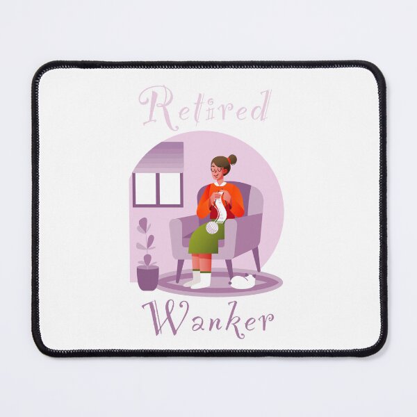 Item preview, Retired wanker - funny, humour, joke - female knitting next to cat designed and sold by UKVanlife.