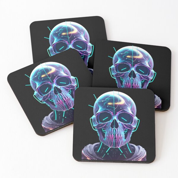 Item preview, Neon Cyborg Skull - Luminous Afterlife Collection designed and sold by PhantomWardrobe.