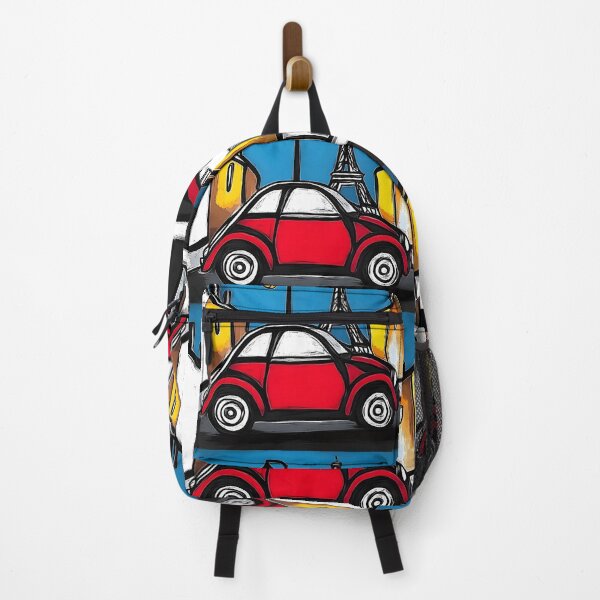 Item preview, Charming Red Vintage Car on Vibrant Parisian Street with Iconic Eiffel Tower - Playful Cityscape AI Generated designed and sold by OlfactoART Studio.